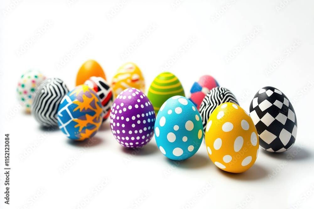 Vibrant Colorful Easter Eggs with Unique Patterns and Bright Designs Vibrant Colorful Easter Eggs with Unique Patterns and Bright Designs