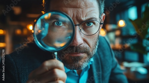 Detective examines clue in cozy mystery quaint village close-up