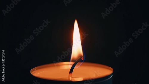 Wallpaper Mural Lit Candle Flame in Dark Atmosphere Torontodigital.ca