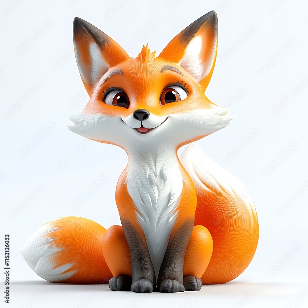 Digital art playful cartoon fox character on bright background Digital art playful cartoon fox character on bright background