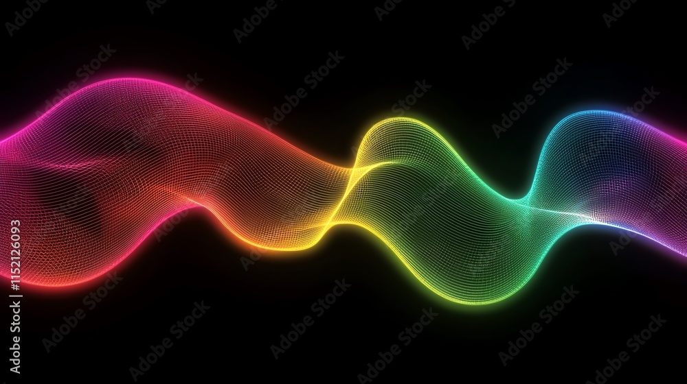Vibrant, colorful light waves flowing harmoniously, creating a mesmerizing visual experience against a dark background. Vibrant, colorful light waves flowing harmoniously, creating a mesmerizing visual experience against a dark background.