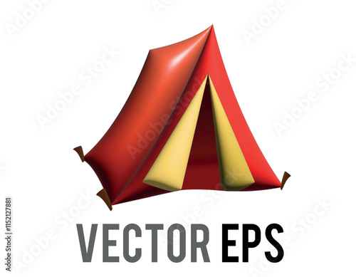 3D red gardient outdoor tent icon, used for protection frtom wind and rain when camping