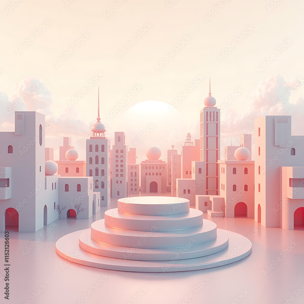 A Whimsical 3D Render of Geometric Shapes and Soft Hues A Whimsical 3D Render of Geometric Shapes and Soft Hues