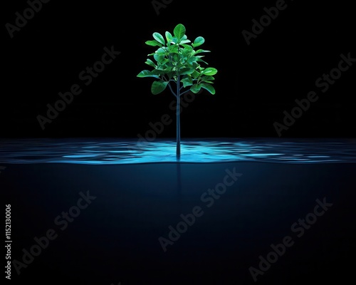 Surreal representation of a financial tree growing from glowing fixedincome streams, sustainable investments photo