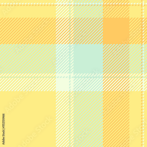 Couch pattern plaid background, nobility tartan fabric check. Quiet vector texture textile seamless in light and yellow colors.