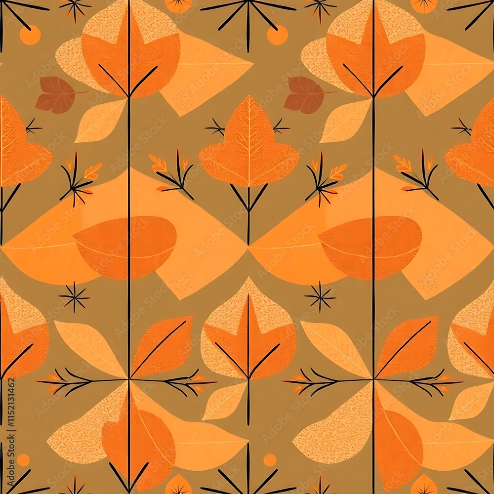 Autumnal Leaves Geometric Pattern Autumnal Leaves Geometric Pattern