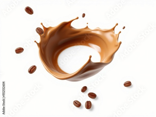 A splash of chocolate with coffee beans, emphasizing indulgence and flavor.