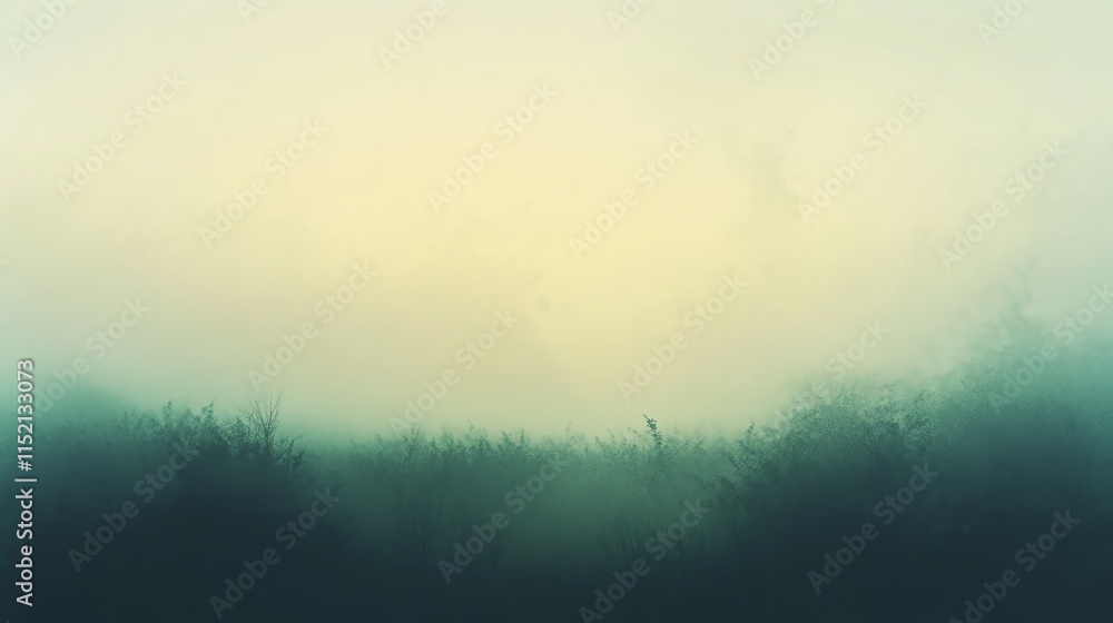 Mysterious landscape shrouded in fog, creating an ethereal atmosphere with delicate silhouettes of plants. Mysterious landscape shrouded in fog, creating an ethereal atmosphere with delicate silhouettes of plants.
