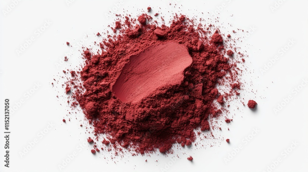 A red powdery substance is spread out on a white background A red powdery substance is spread out on a white background