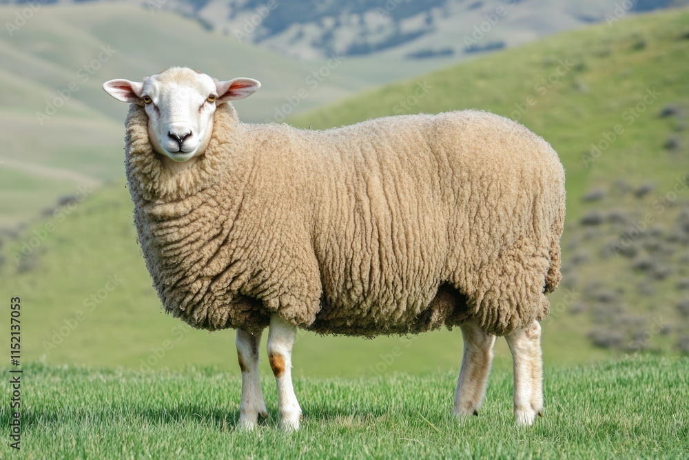 Obraz premium Sweet Lamb in Green Pasture