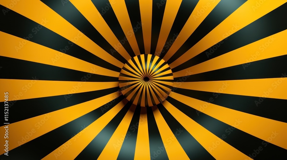 Obraz premium Abstract Psychedelic Tunnel of Yellow and Black Stripes