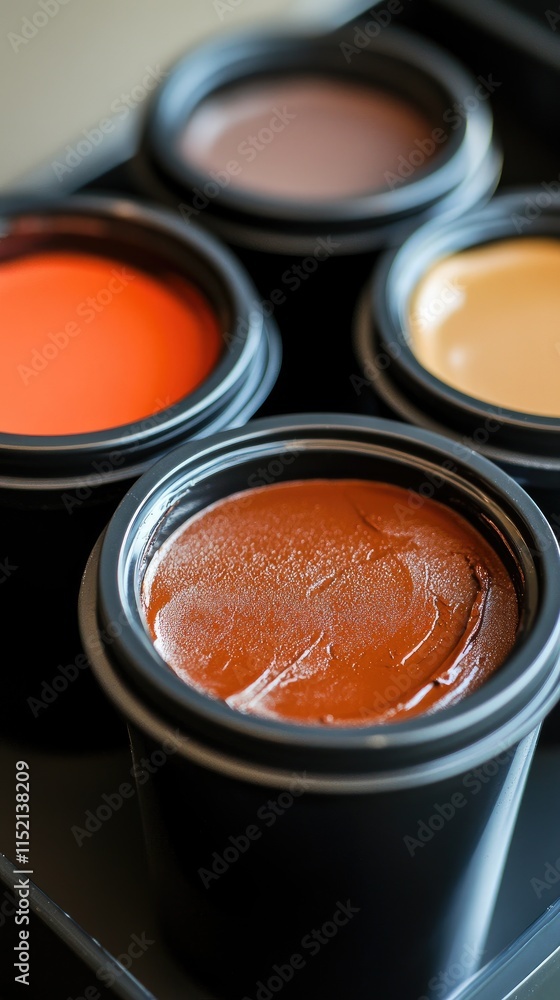 Close-Up of Colorful Paint Buckets in Various Shades for Creative Projects Close-Up of Colorful Paint Buckets in Various Shades for Creative Projects