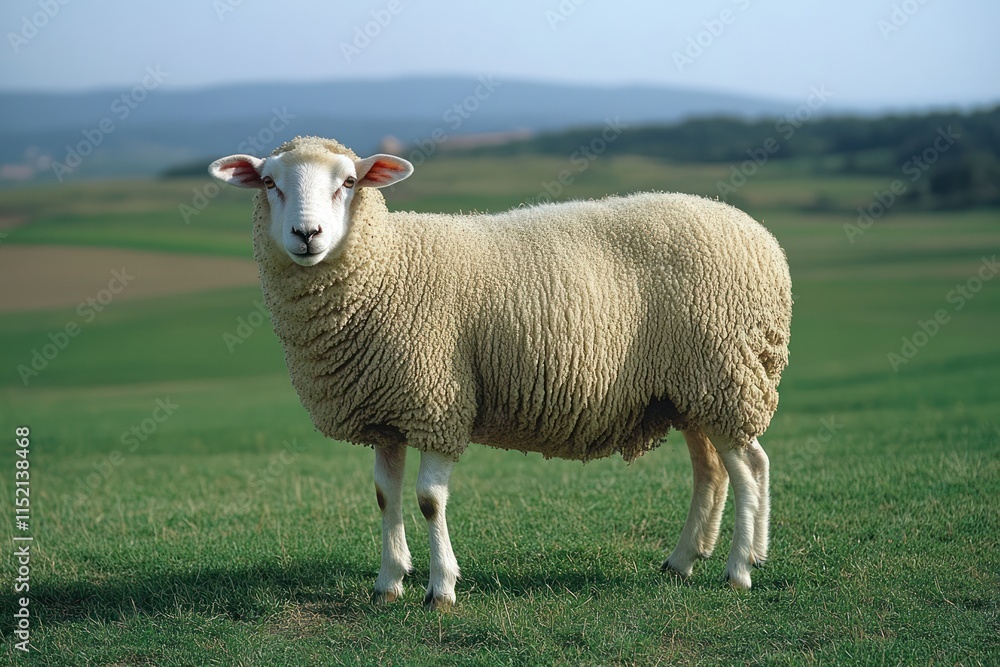 Fototapeta premium Sweet Lamb in Green Pasture