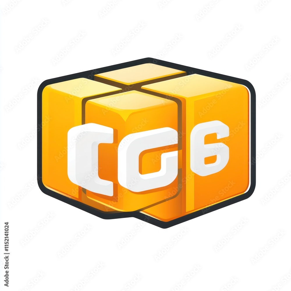 Abstract 3D cube icon with CG6 text. Abstract 3D cube icon with CG6 text.