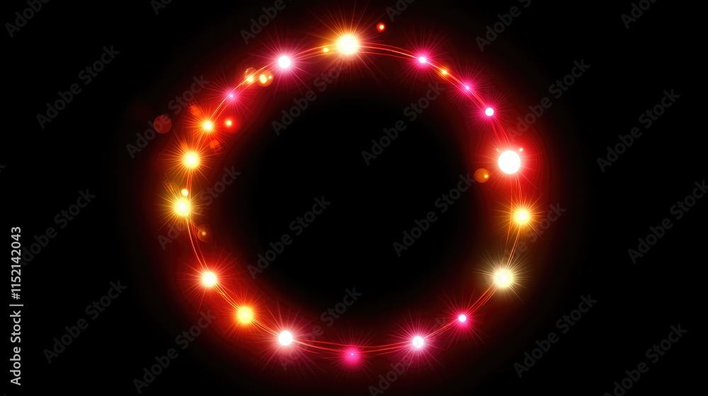 Vibrant Circular Light Display on Dark Background with Abstract Glowing Orbs Vibrant Circular Light Display on Dark Background with Abstract Glowing Orbs