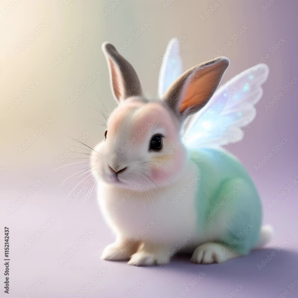 Fantasy baby rabbit with fairy wings. Easter or Valentine's day concept Fantasy baby rabbit with fairy wings. Easter or Valentine's day concept