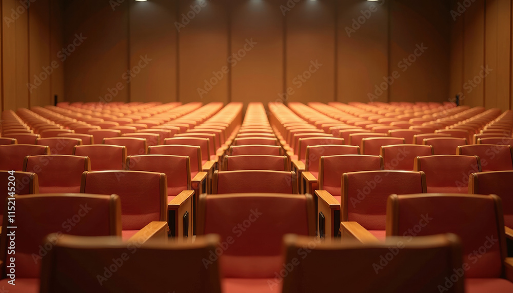 Fototapeta premium Empty Theater Rows of Red Seats