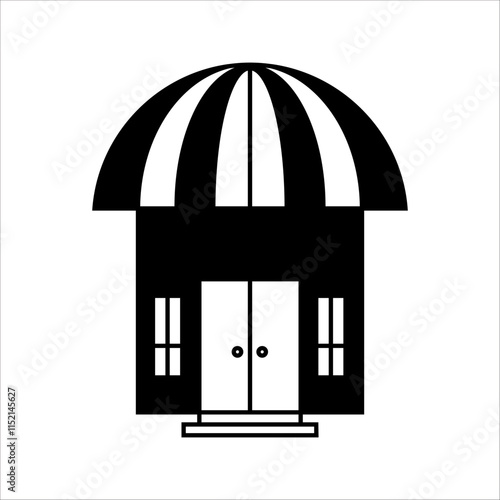 PrintSingle black house renovation line icon, simple update home with arrow flat design pictogram vector for app logo ads web webpage button ui ux interface,with white background