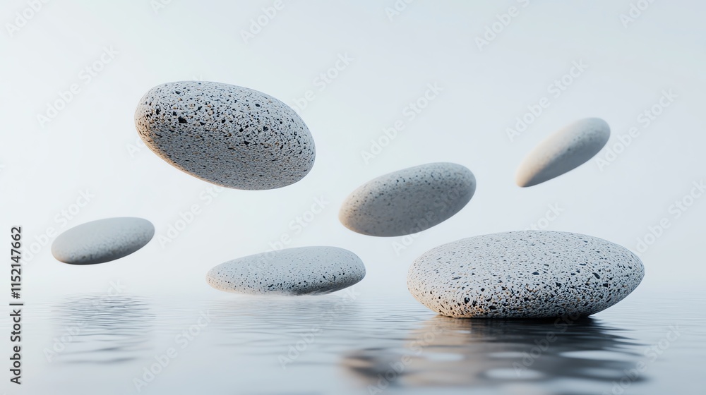 Calm floating stones in serene water create a peaceful ambiance, perfect for relaxation and mindfulness. Calm floating stones in serene water create a peaceful ambiance, perfect for relaxation and mindfulness.
