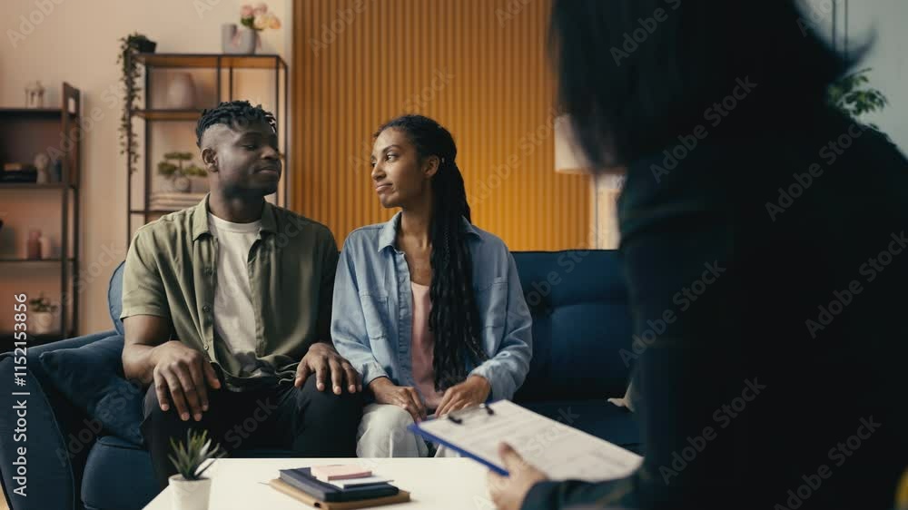African American man and woman visit a marriage counselor, relationship therapy African American man and woman visit a marriage counselor, relationship therapy