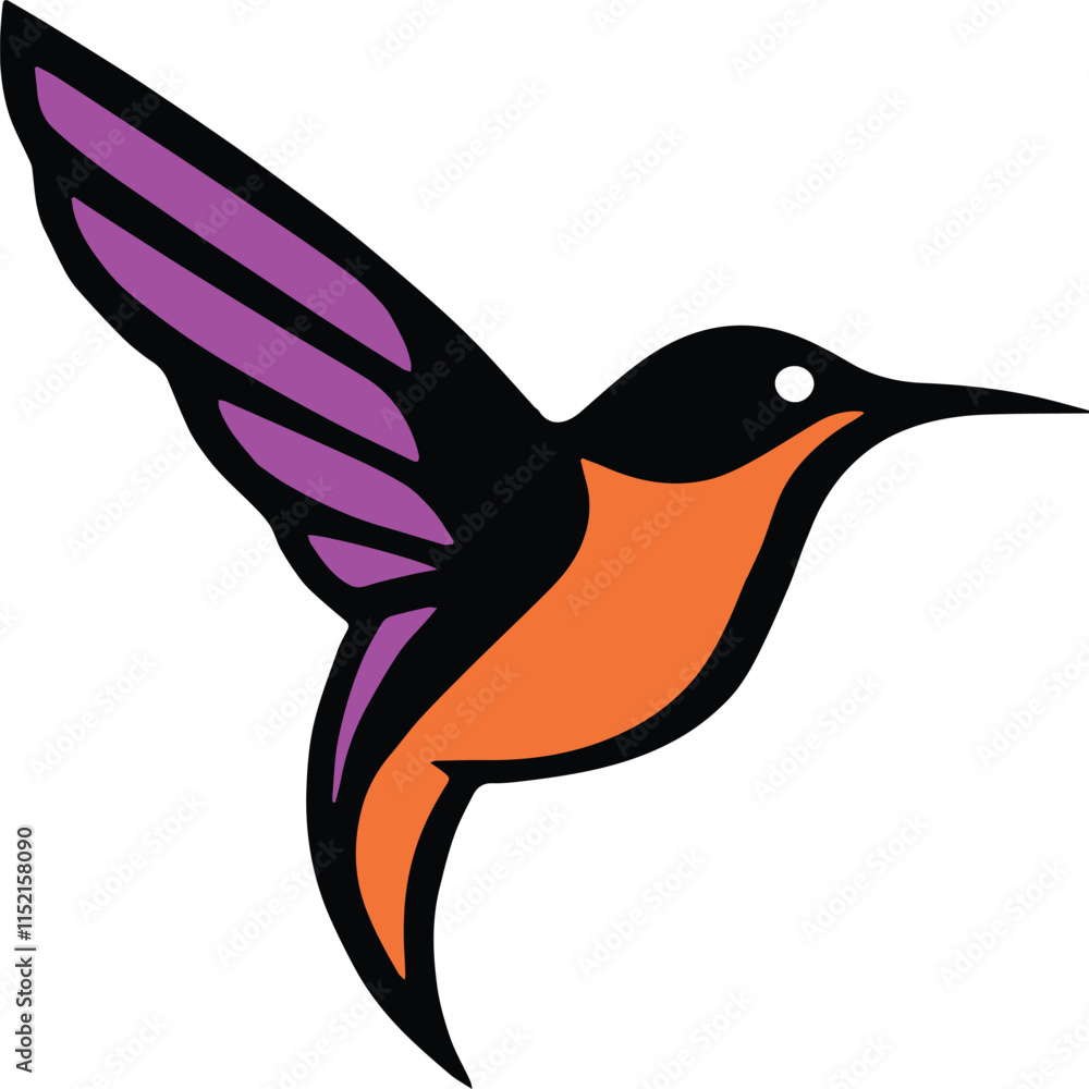 Obraz premium line art kingfisher art with color