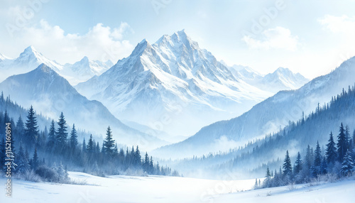 winter mountain landscape Generative AI 