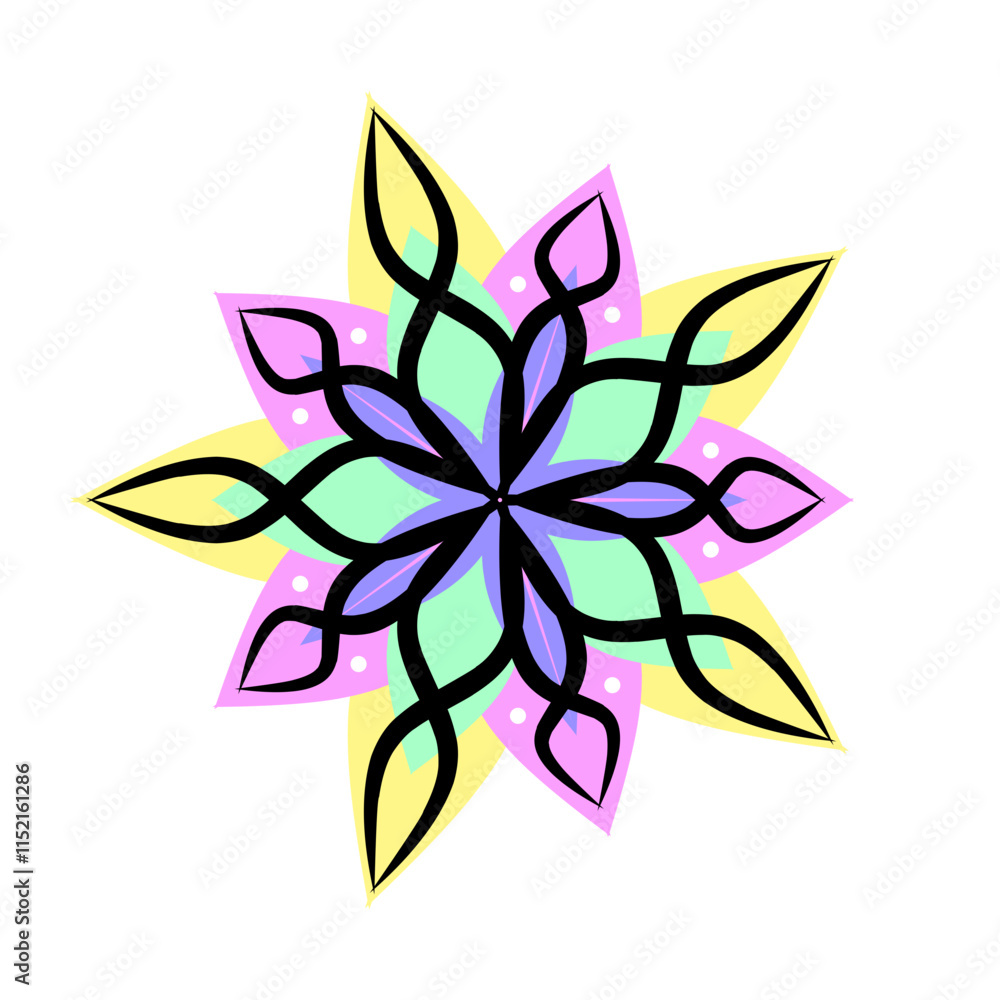 Fototapeta premium Mandala illustration with bright colors