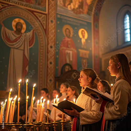 Canvas Print praying in the church