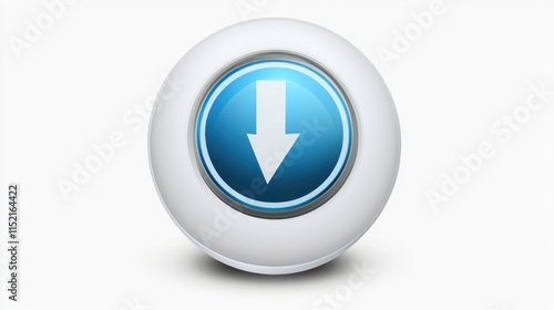 Wallpaper Mural A glossy blue download button on a white spherical background, symbolizing digital downloads. Torontodigital.ca