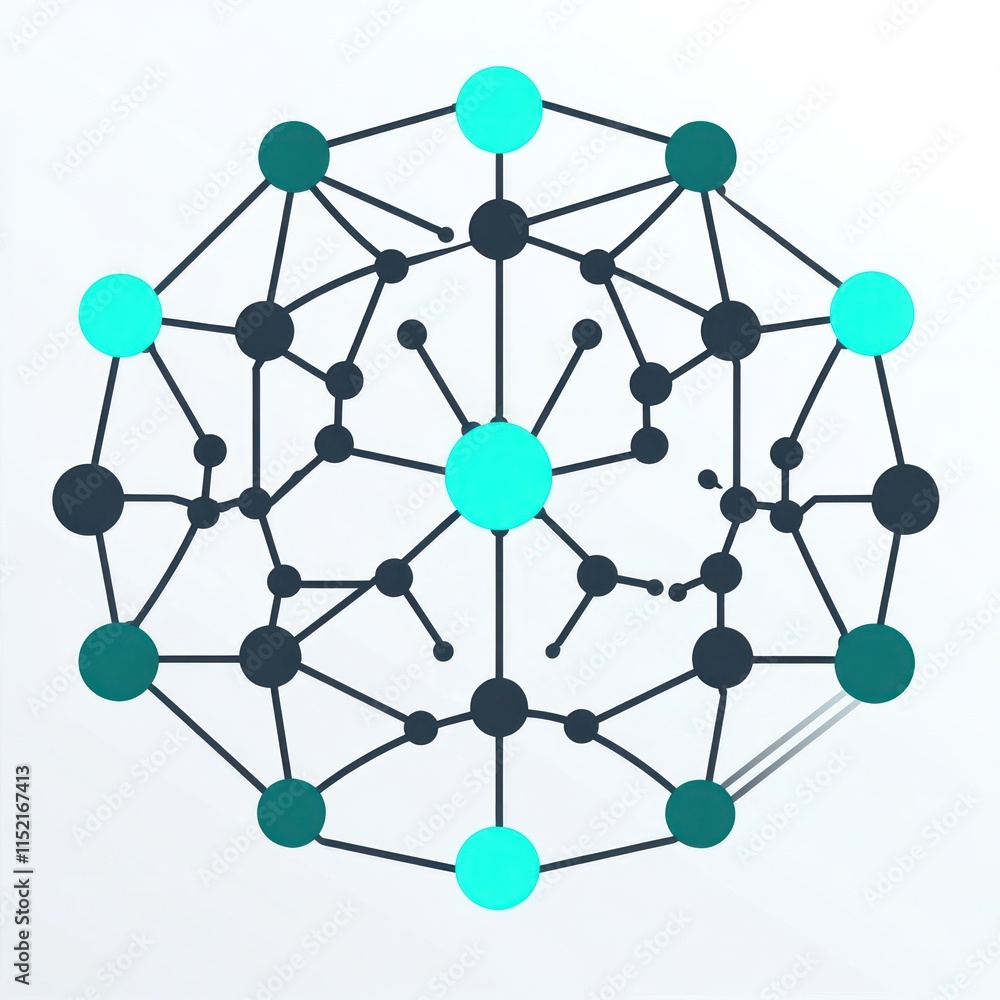 Abstract network graphic with interconnected nodes and lines. Abstract network graphic with interconnected nodes and lines.