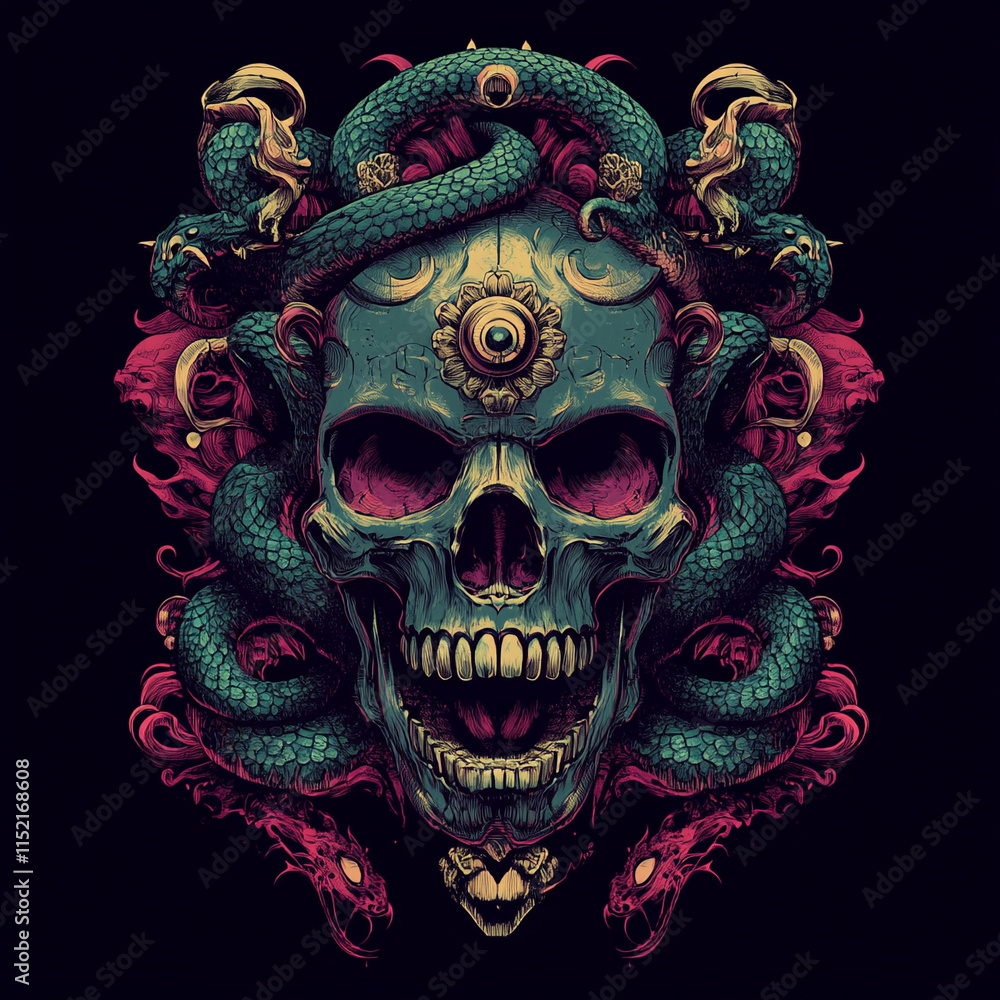 Skull and Snake Fore illustration Skull and Snake Fore illustration