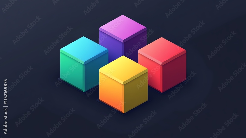 A vibrant arrangement of colorful cubes, showcasing a modern and minimalist design for creative projects. A vibrant arrangement of colorful cubes, showcasing a modern and minimalist design for creative projects.
