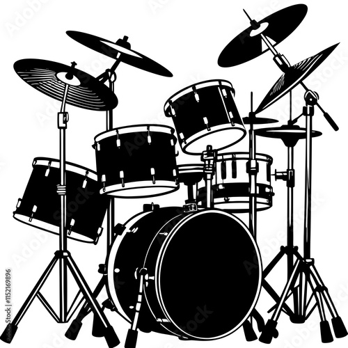 drum set isolated on black