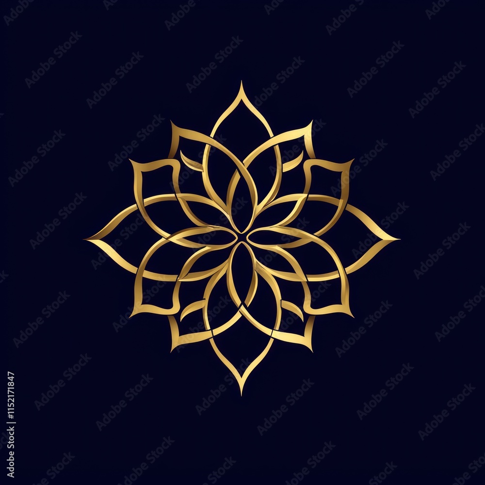 Elegant golden floral mandala design on dark background. Elegant golden floral mandala design on dark background.