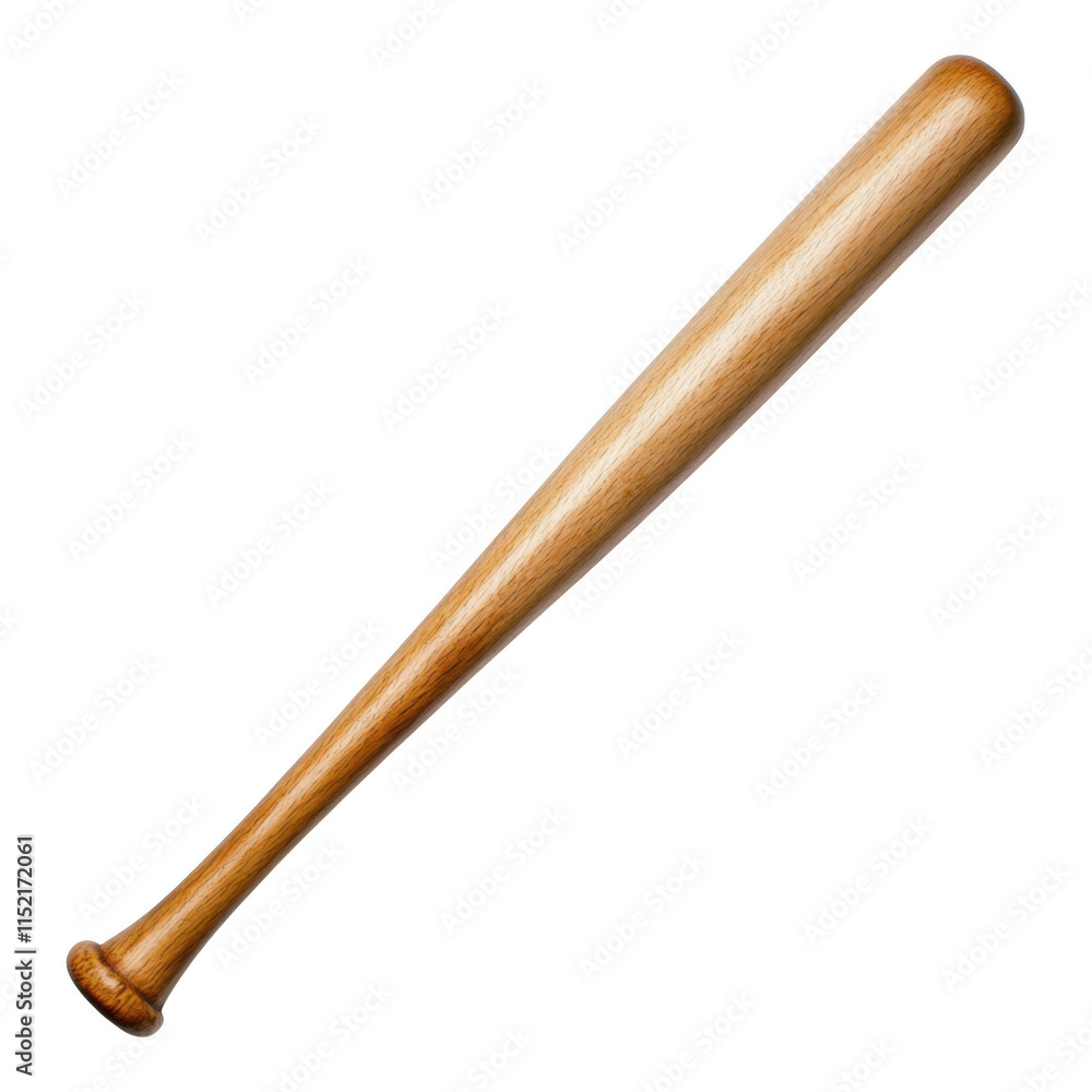 Wooden baseball bat on white background, highlighting its smooth texture and classic design, ideal for sports equipment or memorabilia. Wooden baseball bat on white background, highlighting its smooth texture and classic design, ideal for sports equipment or memorabilia.