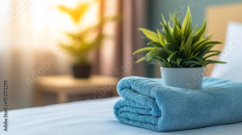 Wallpaper Mural Cozy Towel and Plant Arrangement in Warm Lighting Torontodigital.ca