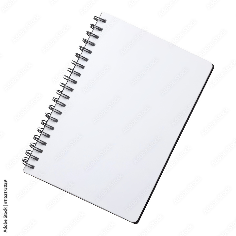 Top view of an open spiral-bound notebook with blank pages, ideal for sketching or writing ideas and notes. Top view of an open spiral-bound notebook with blank pages, ideal for sketching or writing ideas and notes.
