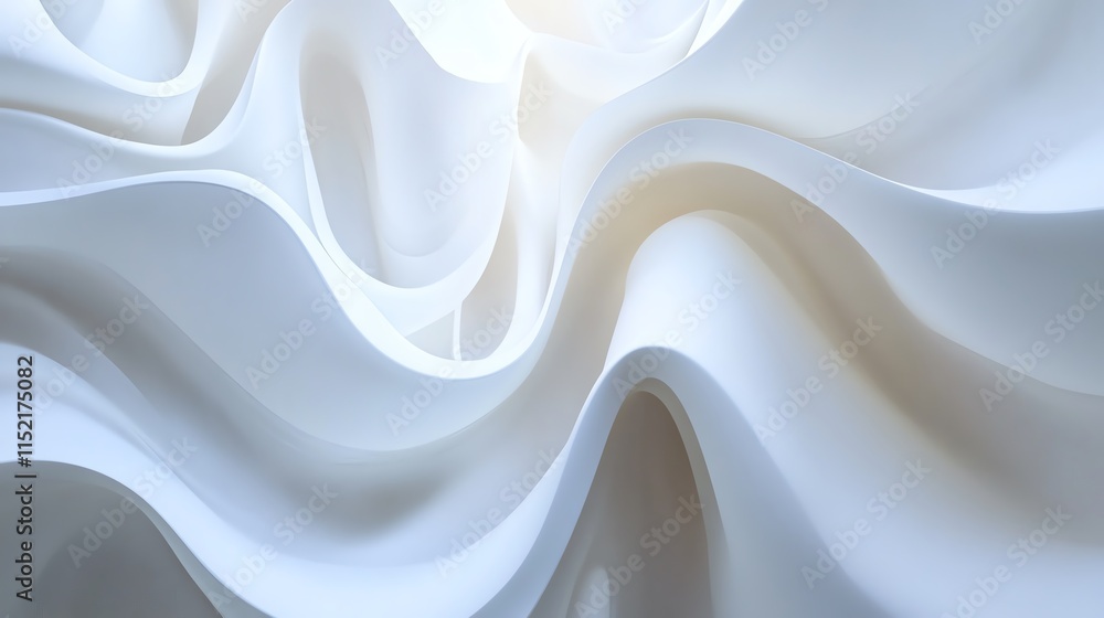 Obraz premium A smooth, flowing white texture creating an ethereal and calming background for various design projects.