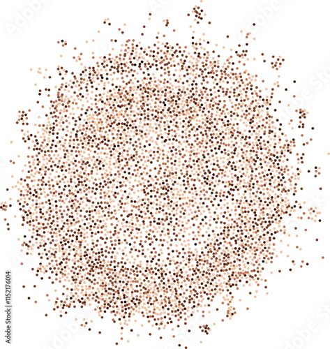 Abstract circle created from brown stipple dots. Brown dotted particles background. Ideal for festive and artistic designs, the sparkling dots form a visually stunning and eye-catching composition.