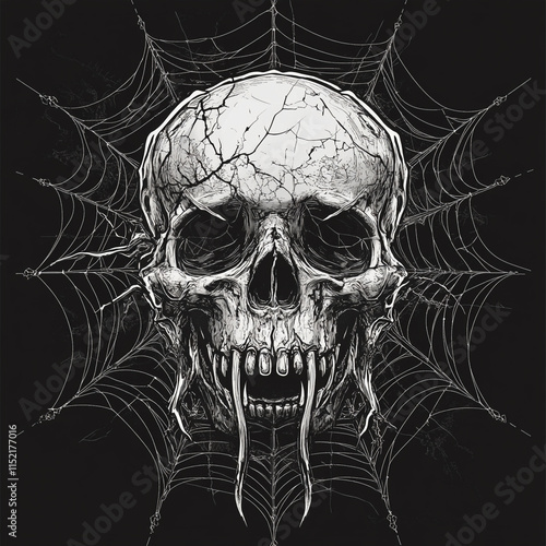 Skull and Spiderweb illustration photo