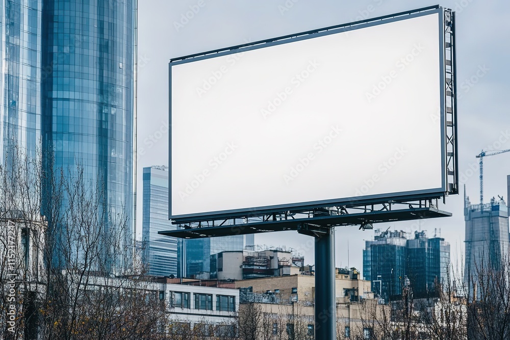 clean billboard mockup with blank surface styled in cityscape setting clean billboard mockup with blank surface styled in cityscape setting