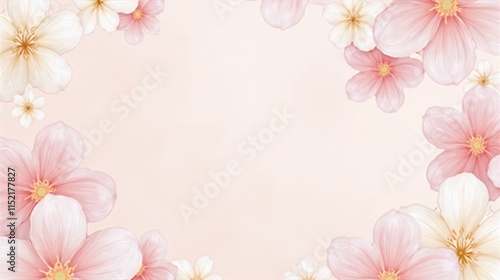 Floral Pattern Background with Delicate Pastel Flowers in Soft Pinks and Whites, Warm and Loving Atmosphere  