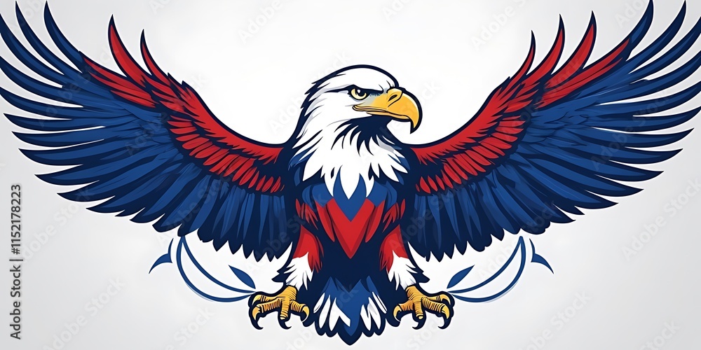 Fototapeta premium A stylized American eagle design in red white