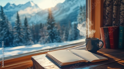 Heißer Kaffee mit Aussicht auf Berge