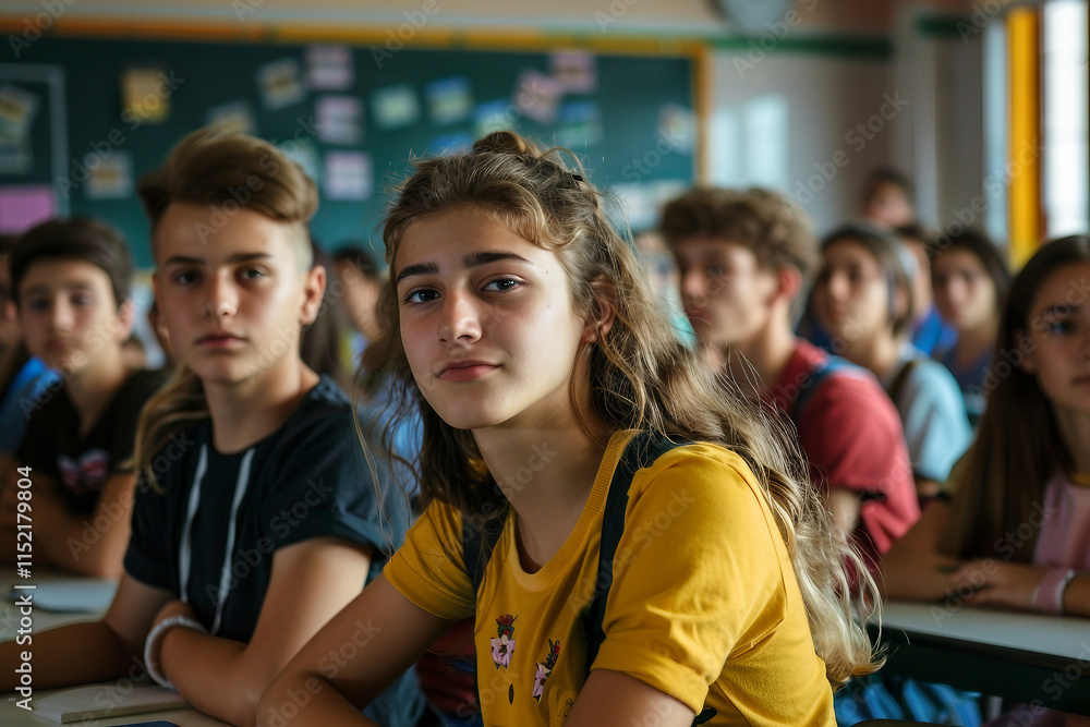 Obraz premium Generated with AI picture of education in school children in classroom