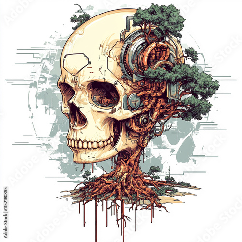 Skull and Tree illustration photo