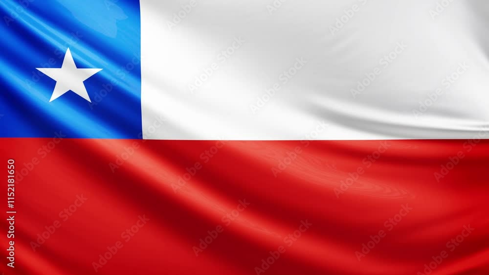 Chile flag video, close-up shot of symbol of chilean nation, america, animated flag background video, 3D video of a flag, national symbol of the people, patriotism, full screen Chile flag video, close-up shot of symbol of chilean nation, america, animated flag background video, 3D video of a flag, national symbol of the people, patriotism, full screen