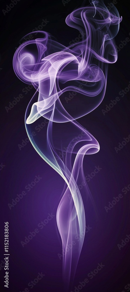 Naklejka premium Purple and white smoke swirling against a dark background, forming captivating abstract shapes and patterns, perfect for backgrounds and enhancing creative projects