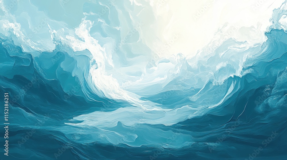 Abstract Blue Wave Painting Artistic Impression Abstract Blue Wave Painting Artistic Impression