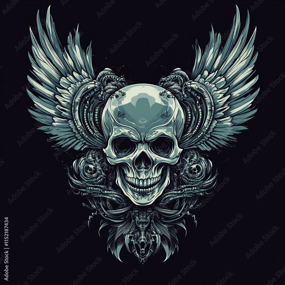 Skull and Wing illustration